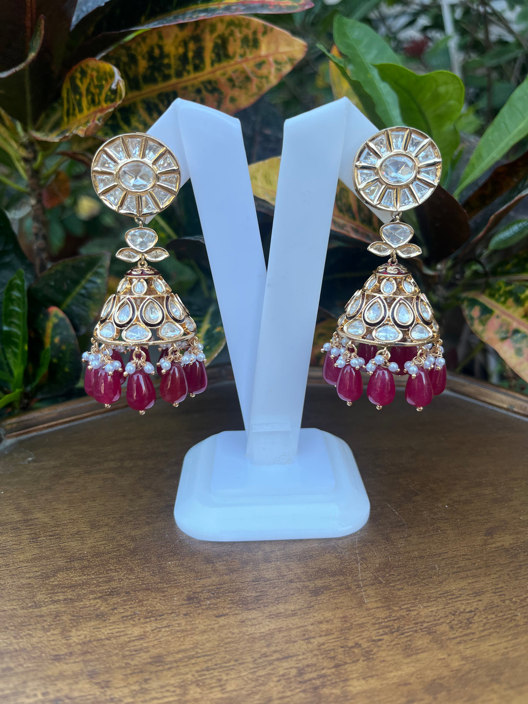 Jhumka with Red Drop Earring