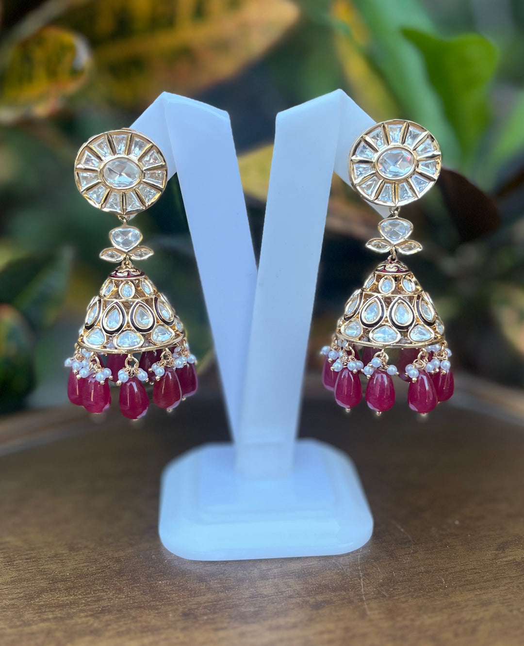 Jhumka with Red Drop Earring