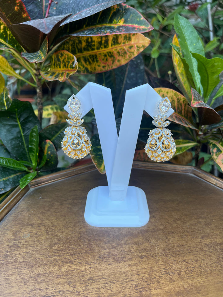 Gold with Zircon Earring |Inaayat by Divya Taimni