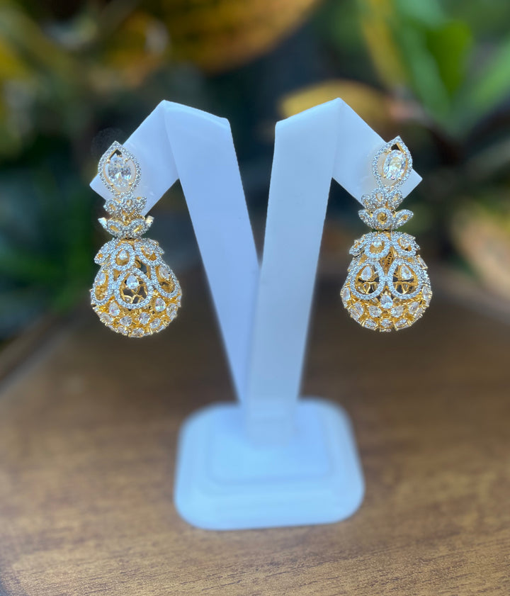 Gold with Zircon Earring |Inaayat by Divya Taimni