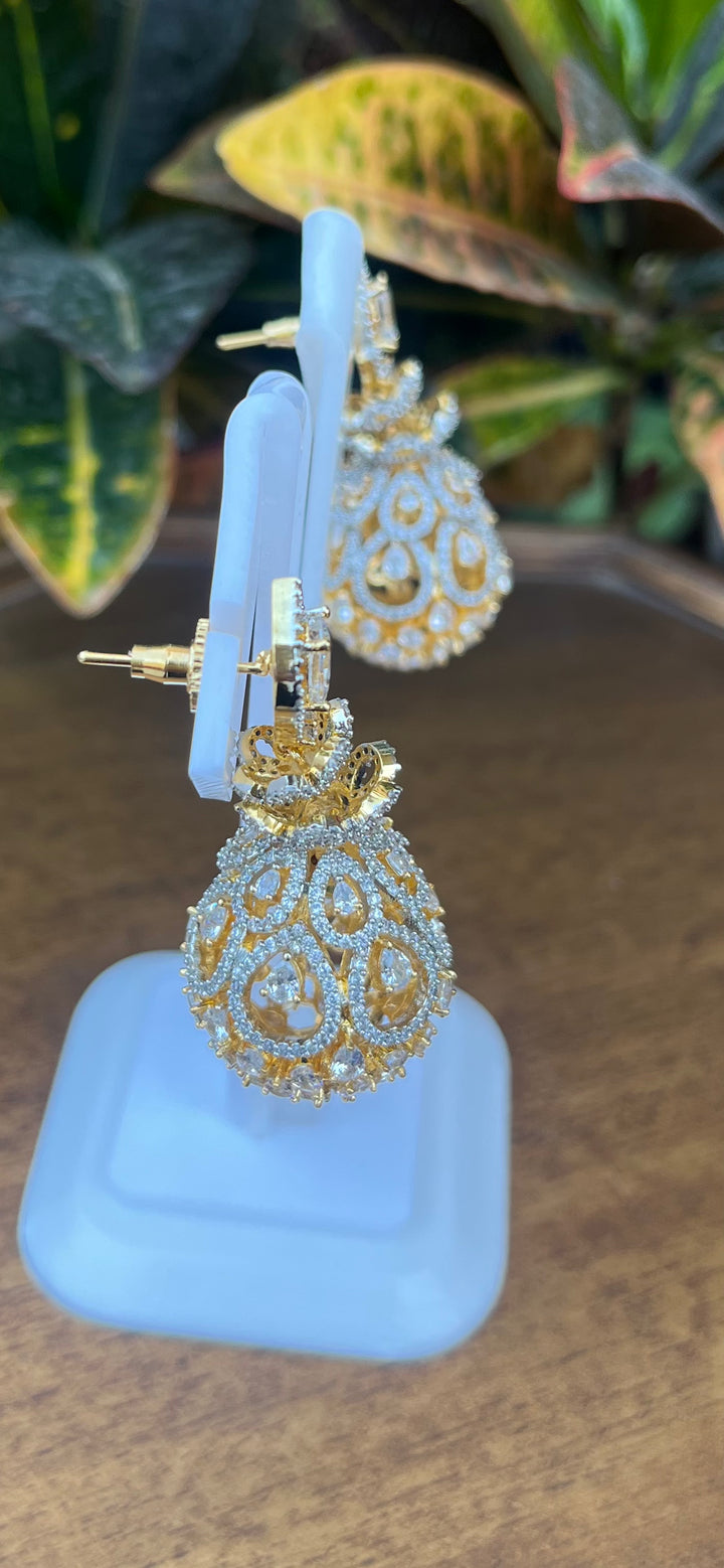 Gold with Zircon Earring |Inaayat by Divya Taimni