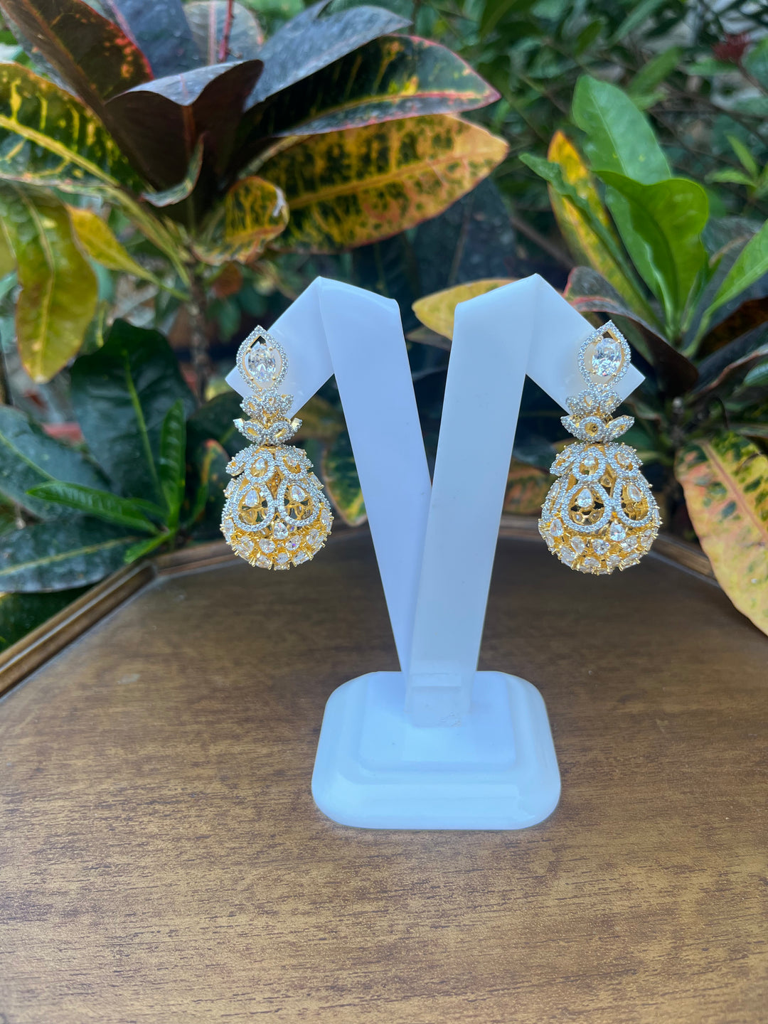 Gold with Zircon Earring |Inaayat by Divya Taimni