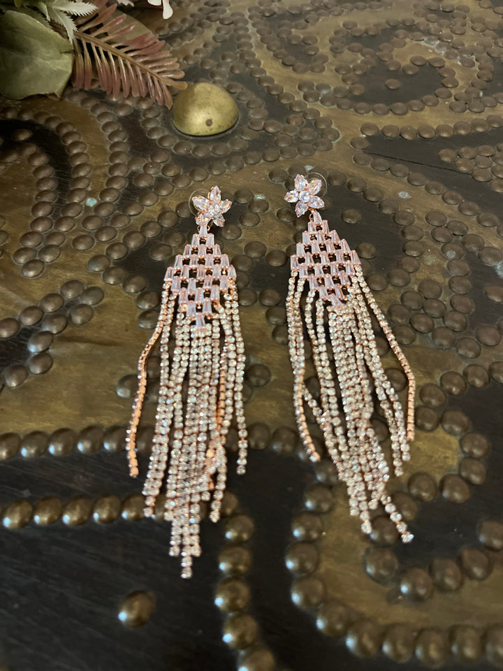 Long Dangle Rose Gold Earrings