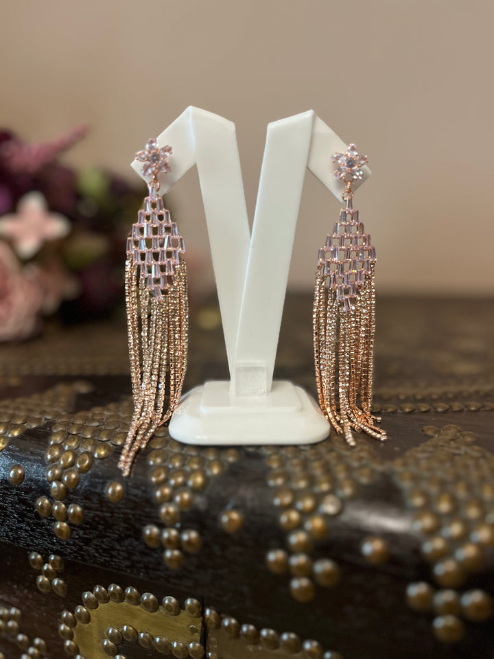 Long Dangle Rose Gold Earrings