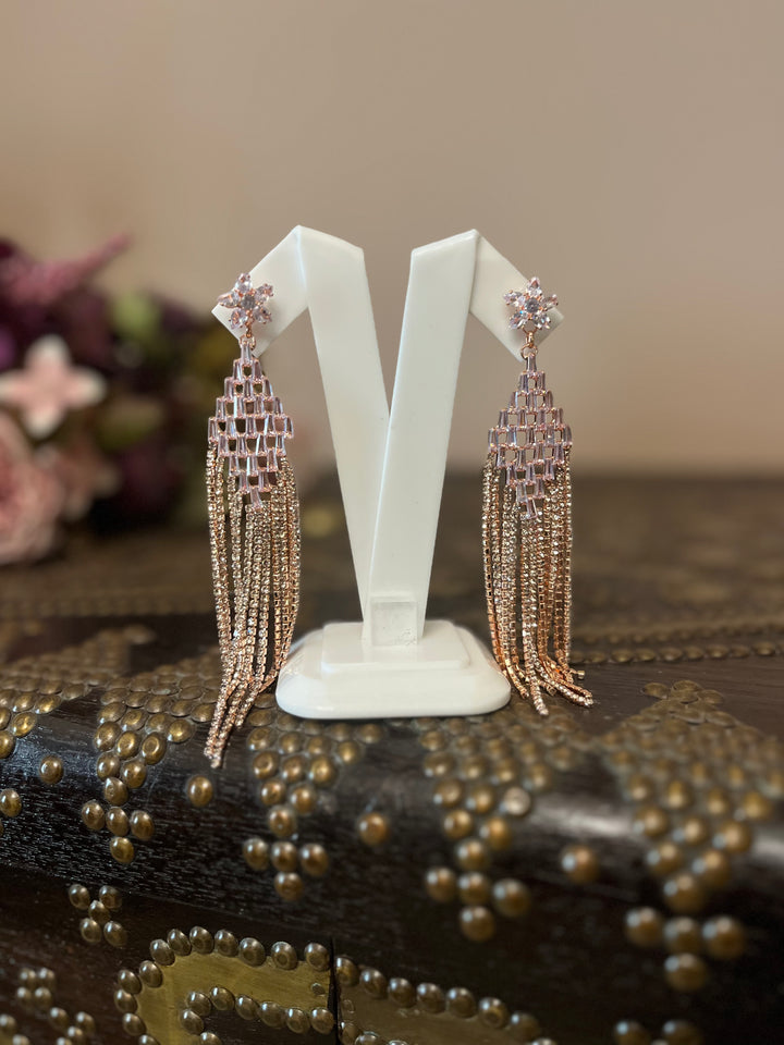 Long Dangle Rose Gold Earrings