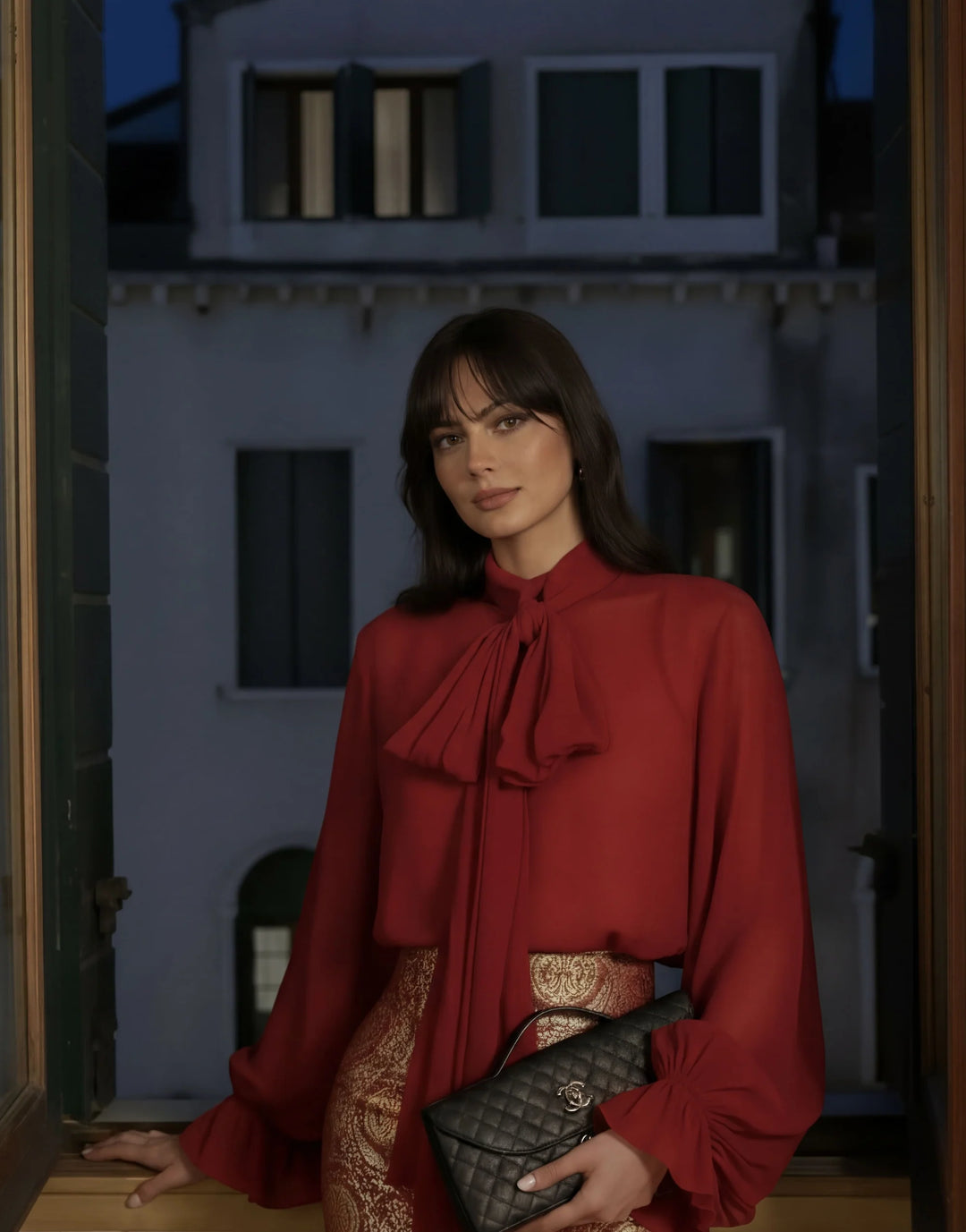 Monroe Red Georgette Blouse | Duchess Kumari