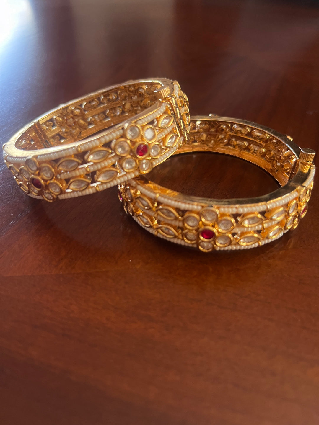 The Lorina Floral Polki Bangles Set of 2  | House of Inaayat