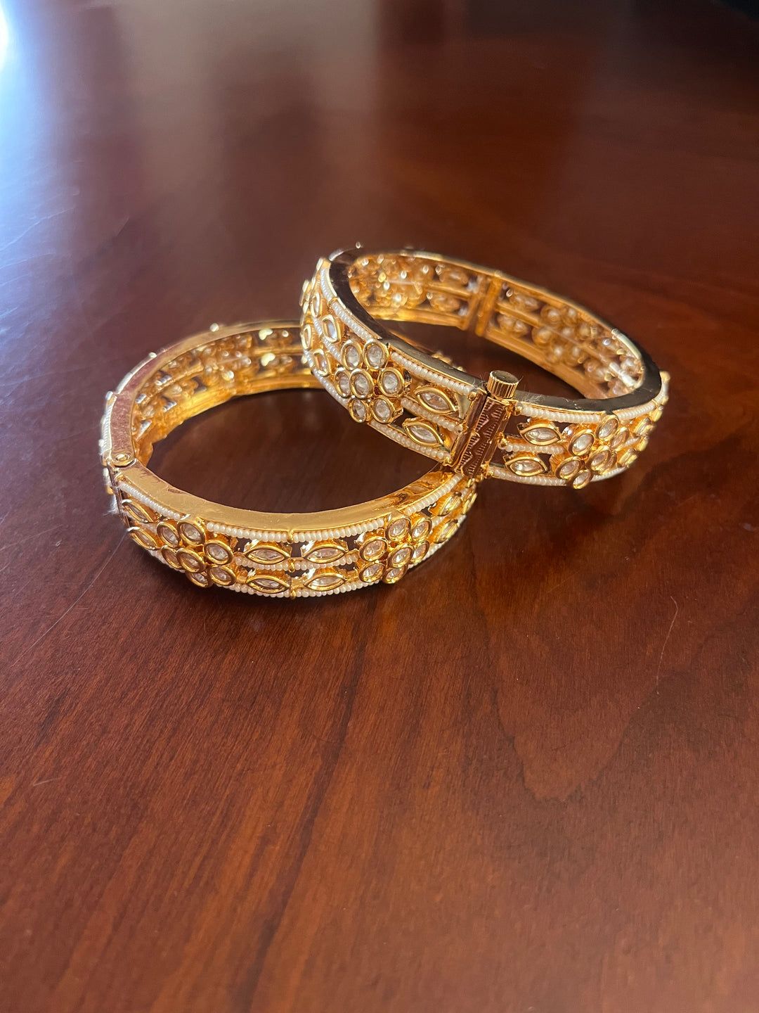 The Lorina Floral Polki Bangles Set of 2  | House of Inaayat