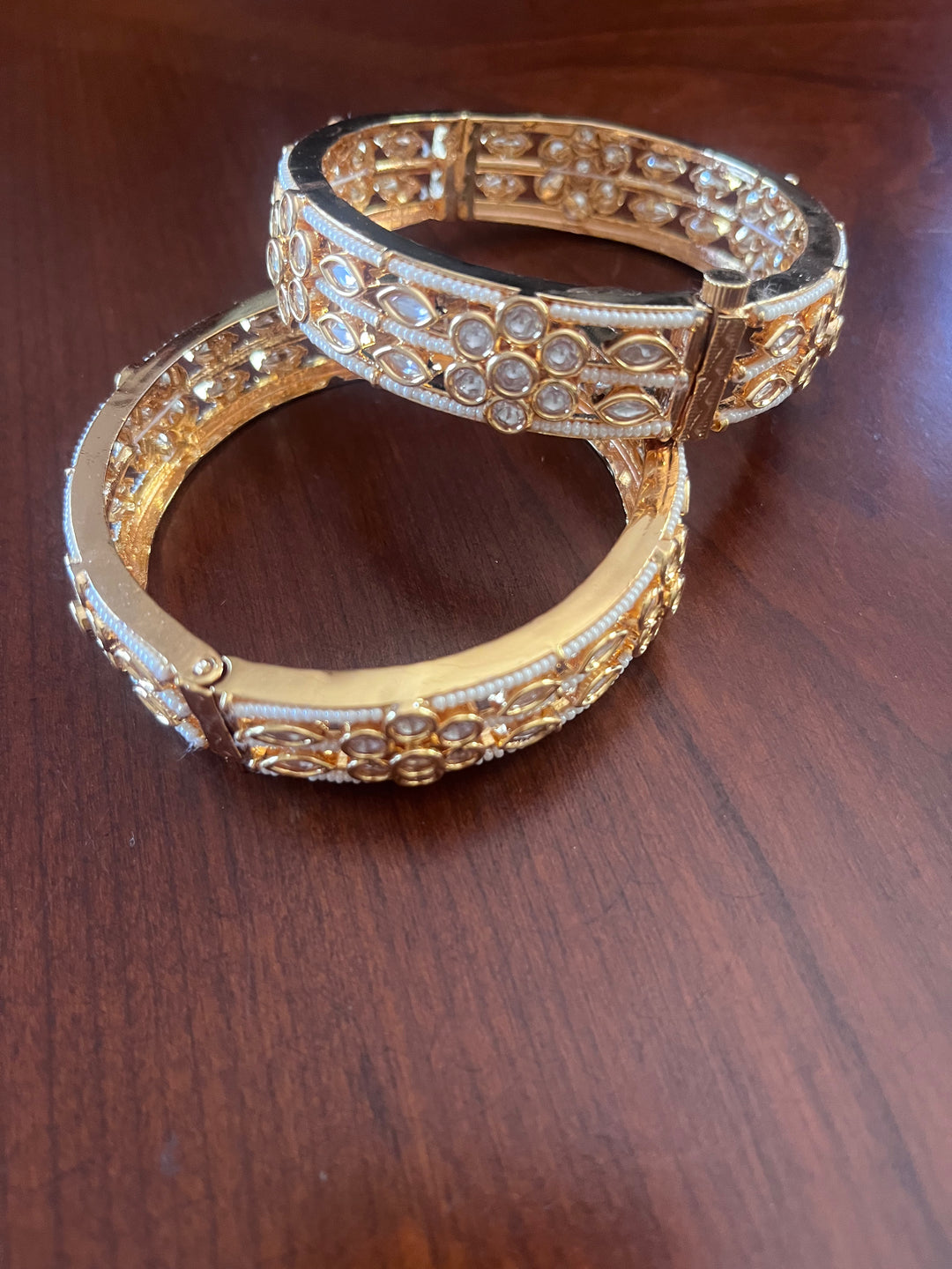 The Lorina Floral Polki Bangles Set of 2  | House of Inaayat