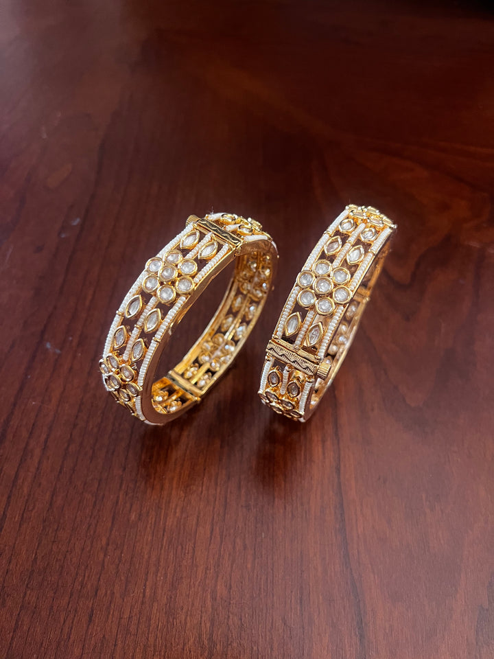 The Lorina Floral Polki Bangles Set of 2  | House of Inaayat