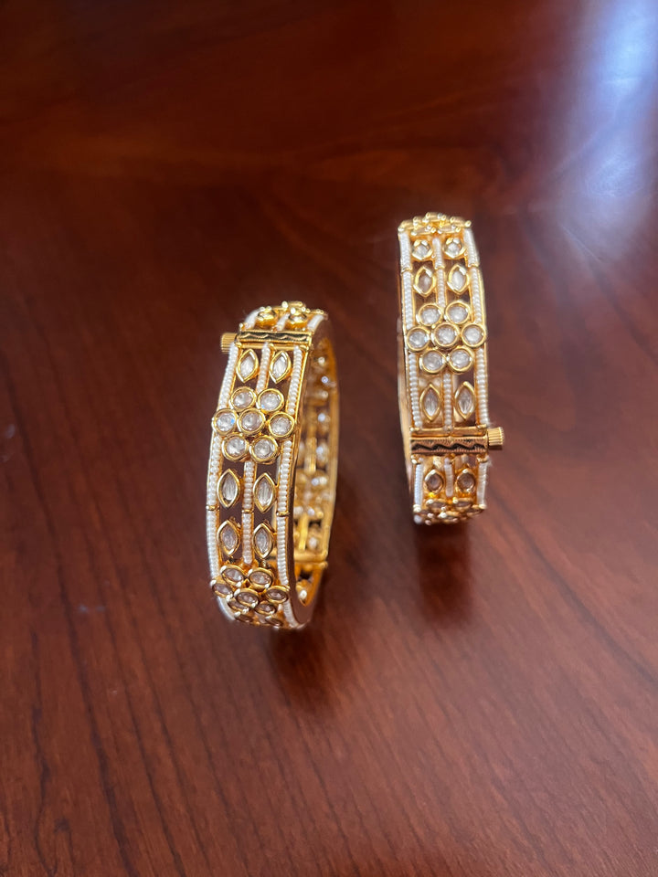 The Lorina Floral Polki Bangles Set of 2  | House of Inaayat