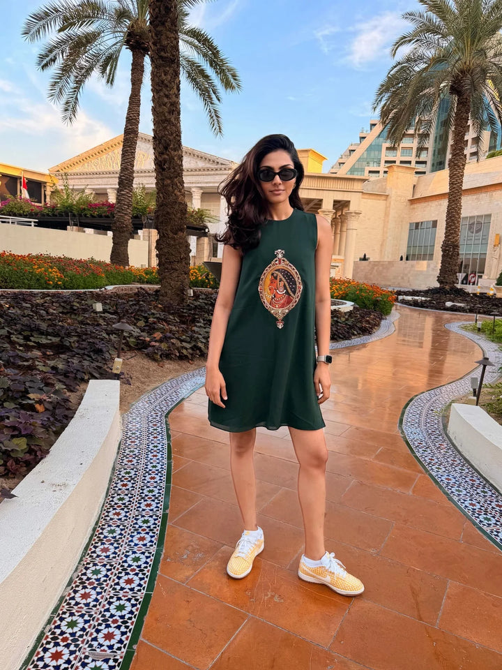 Bottle Green Padmini Tunic Dress | Duchess Kumari