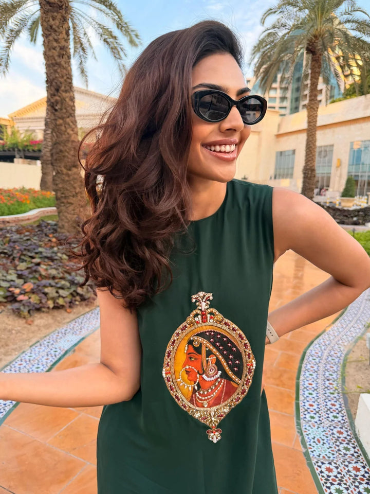 Bottle Green Padmini Tunic Dress | Duchess Kumari
