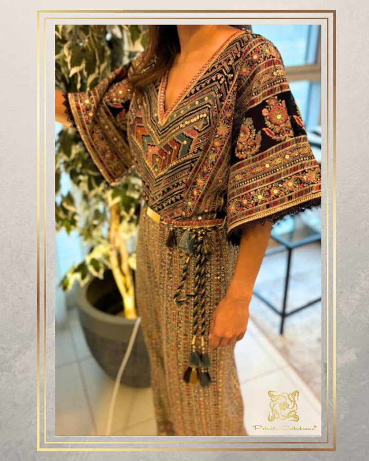 Navy Blue Gota  Kaftan  Sleeveless Jumpsuit | Private Collections