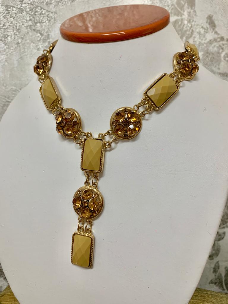 Kayara Yellow Topaz Semi-Precious Necklace and Earrings Set