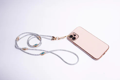 Metallic Corded Crossbody Phone Lanyard - Silver |Natelzee