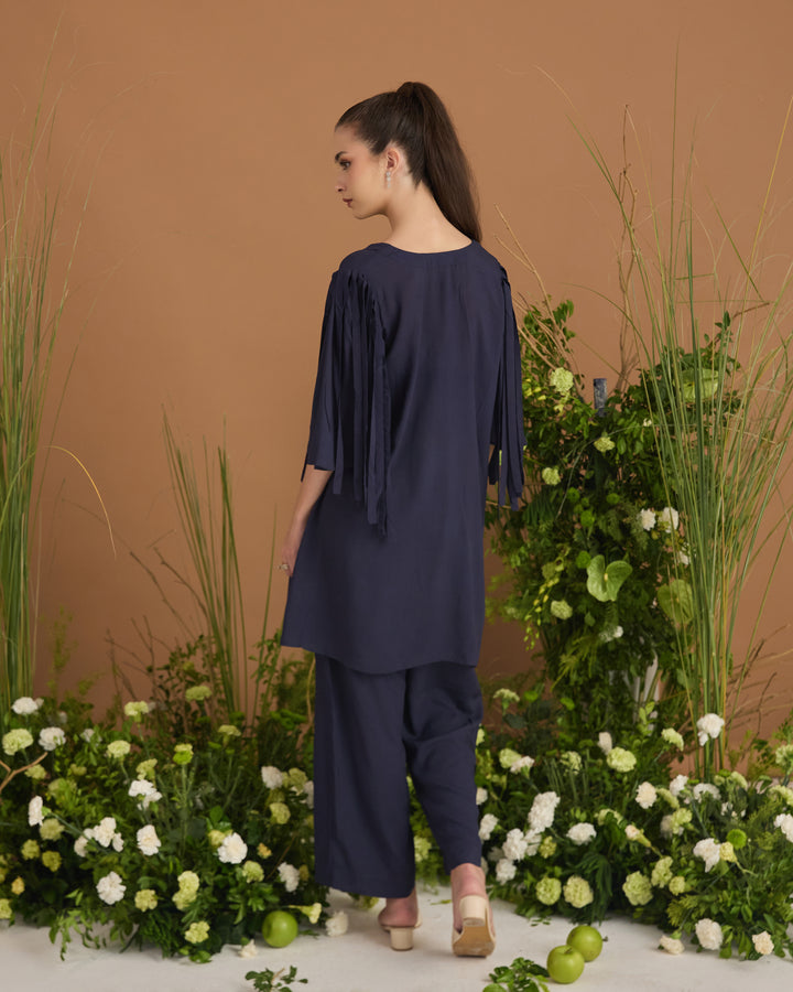 Modal Cotton Flower Printed Co-ord Set With Fringes | Essence by Monika