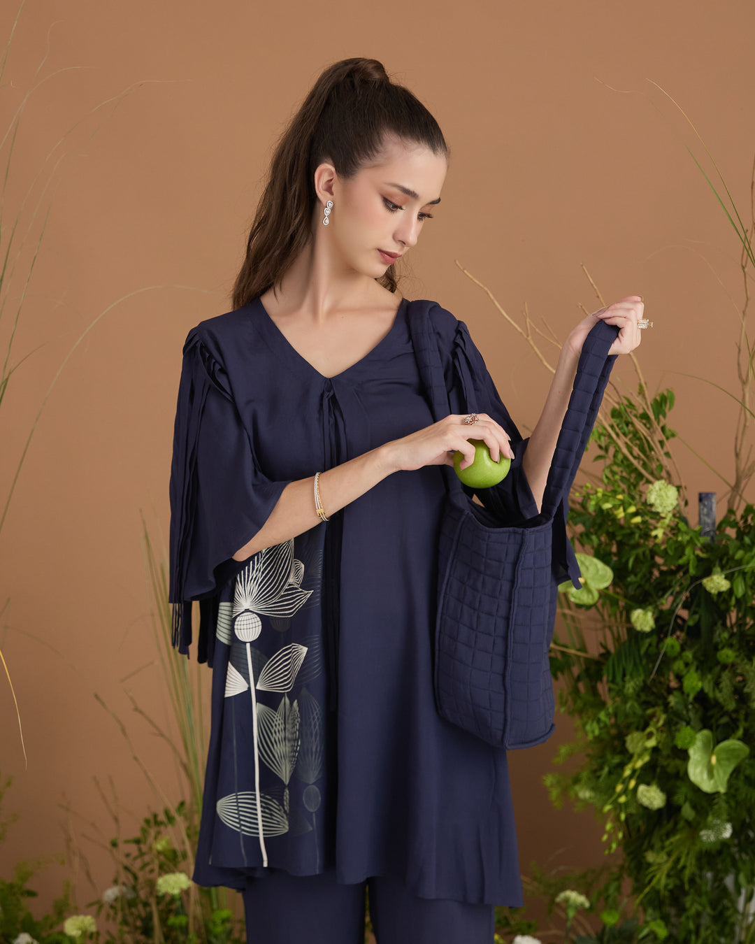 Modal Cotton Flower Printed Co-ord Set With Fringes | Essence by Monika