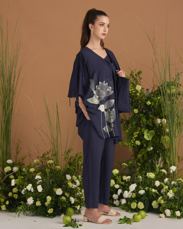 Modal Cotton Flower Printed Co-ord Set With Fringes | Essence by Monika