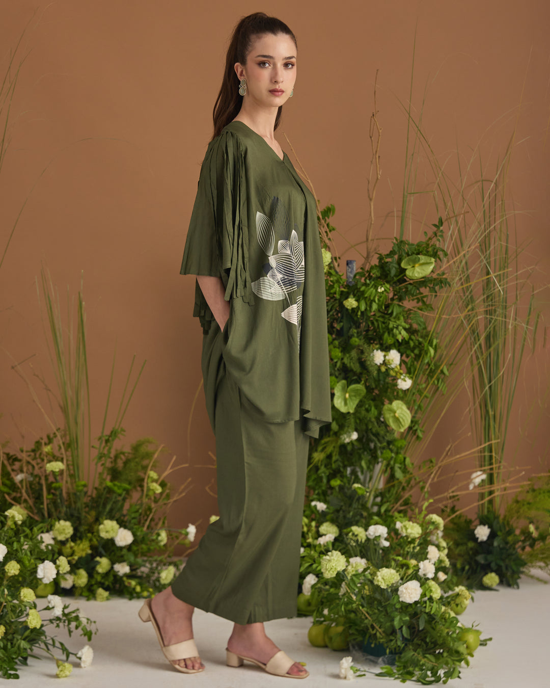 Modal Cotton Flower Printed Co-ord Set With Fringes | Essence by Monika