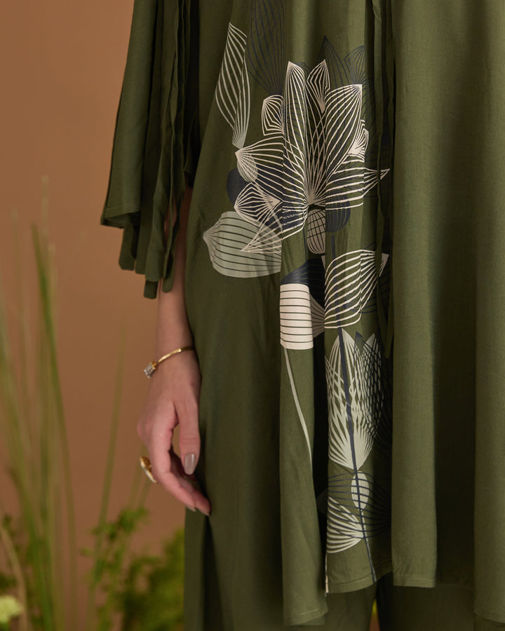 Modal Cotton Flower Printed Co-ord Set With Fringes | Essence by Monika