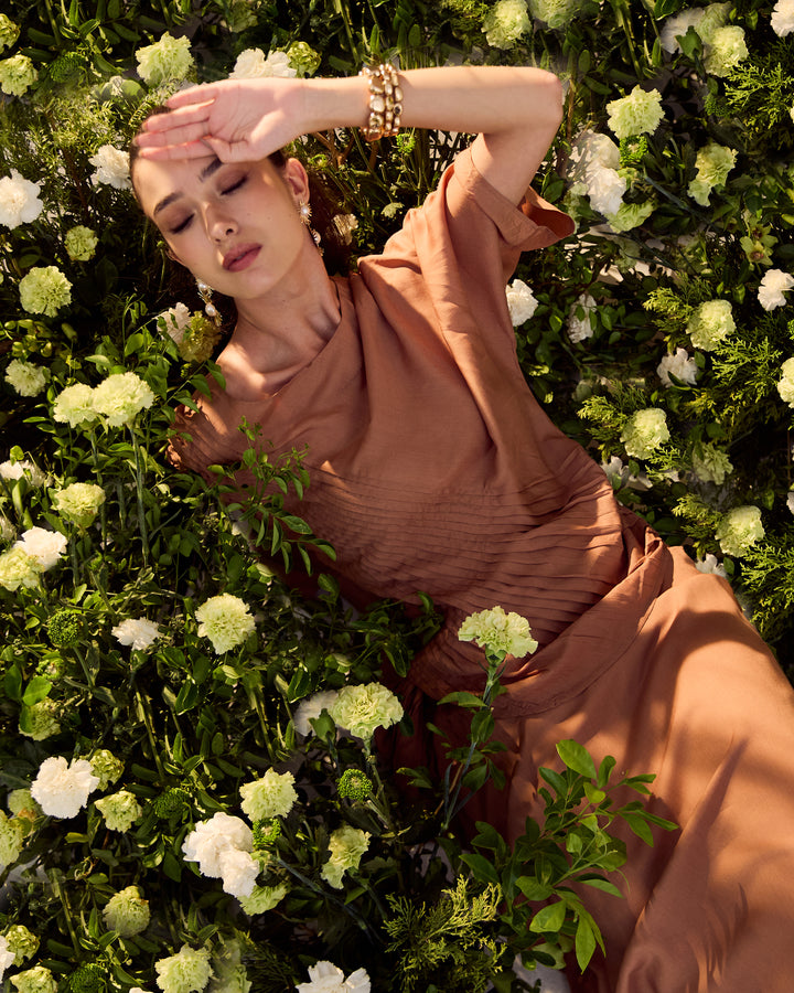 Modal Cotton Pleated Skirt Set | Essence by Monika