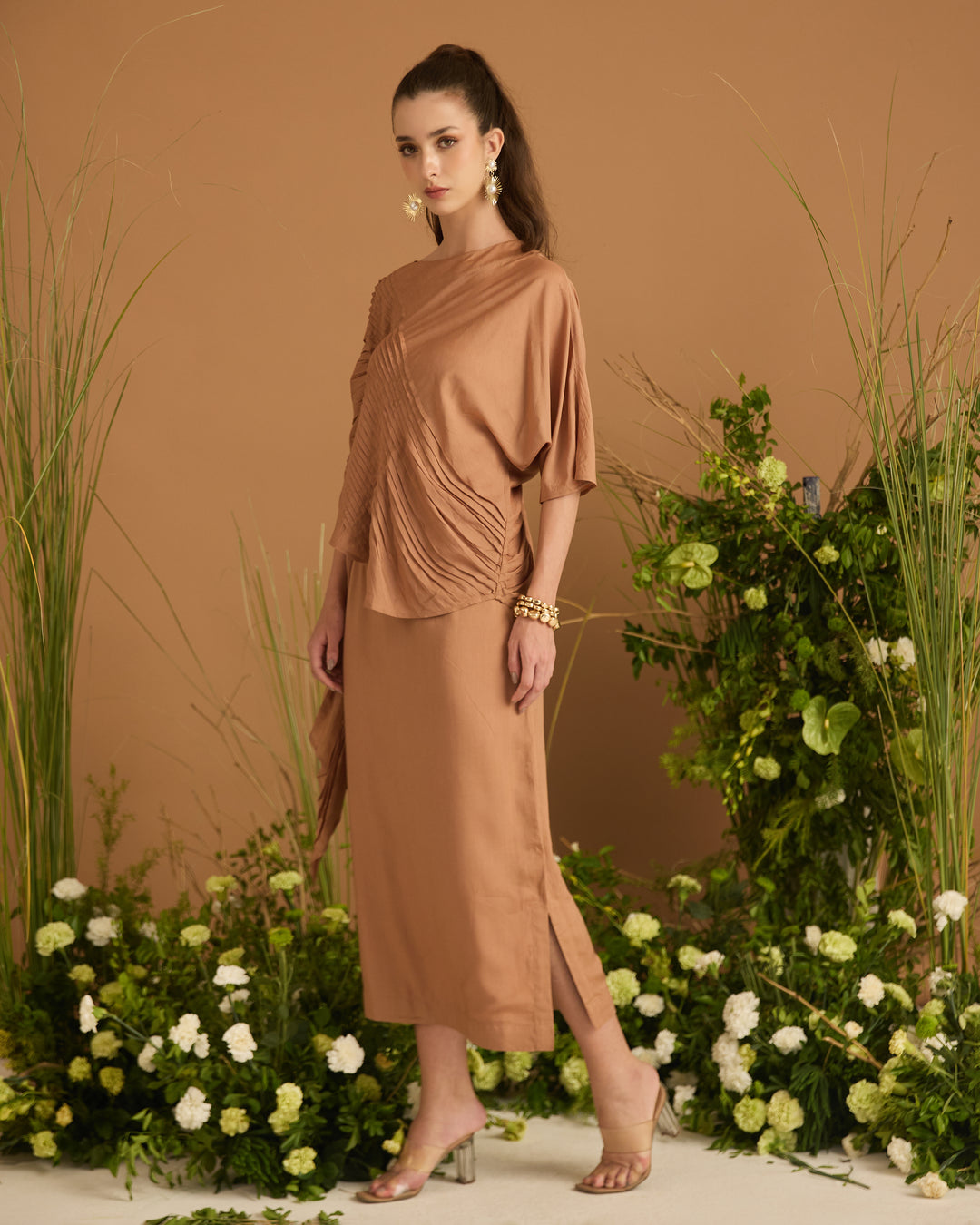 Modal Cotton Pleated Skirt Set | Essence by Monika