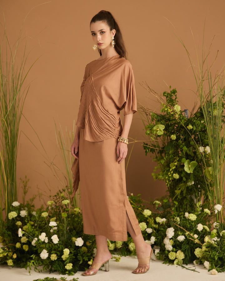 Modal Cotton Pleated Skirt Set | Essence by Monika