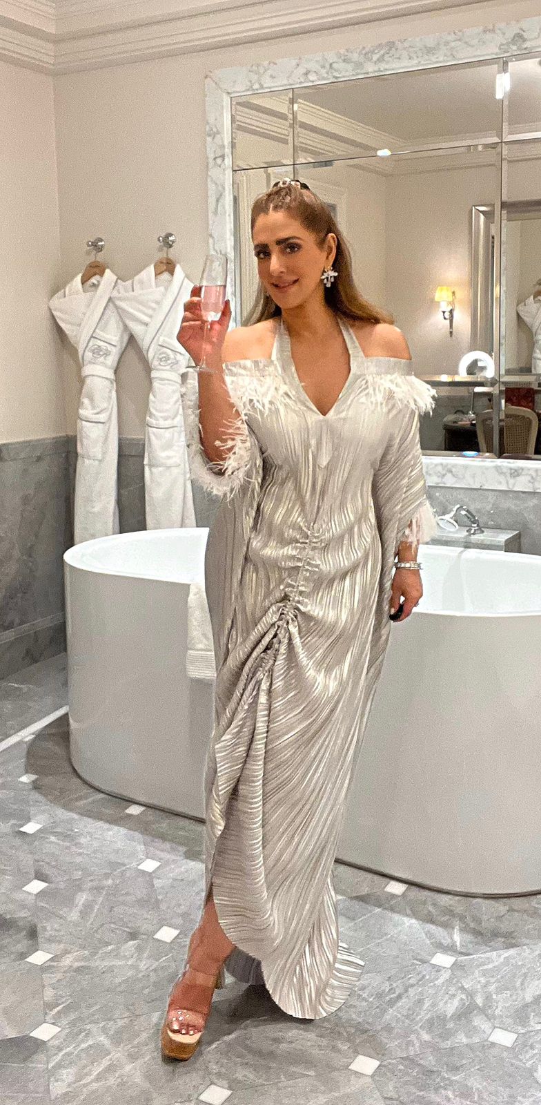 Silver Feather Evening Dress | Pria Kataria Puri