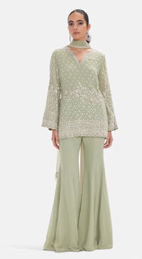 The Pista Shimmer Sharara Set|Basanti Kapde Aur Koffee
