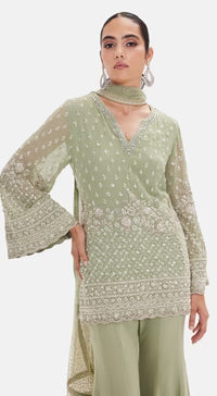 The Pista Shimmer Sharara Set|Basanti Kapde Aur Koffee