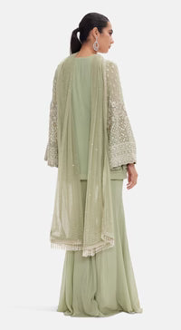The Pista Shimmer Sharara Set|Basanti Kapde Aur Koffee