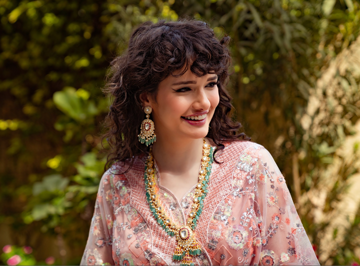 Sage Green and Gold Kundan Bridal Statement Necklace and Earrings Set |Inaayat by Divya Taimni