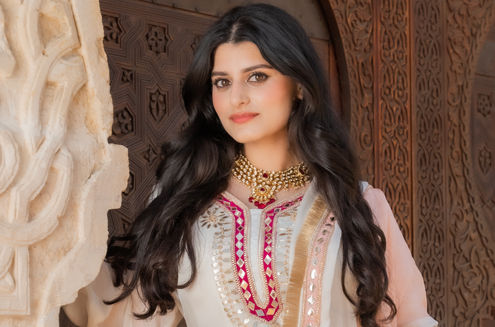 Radha Ruby and Polki Diamond Bridal Kundan Earrings, Kanras, Necklace and Maang Teeka Jewellery Set|Inaayat by Divya Taimni