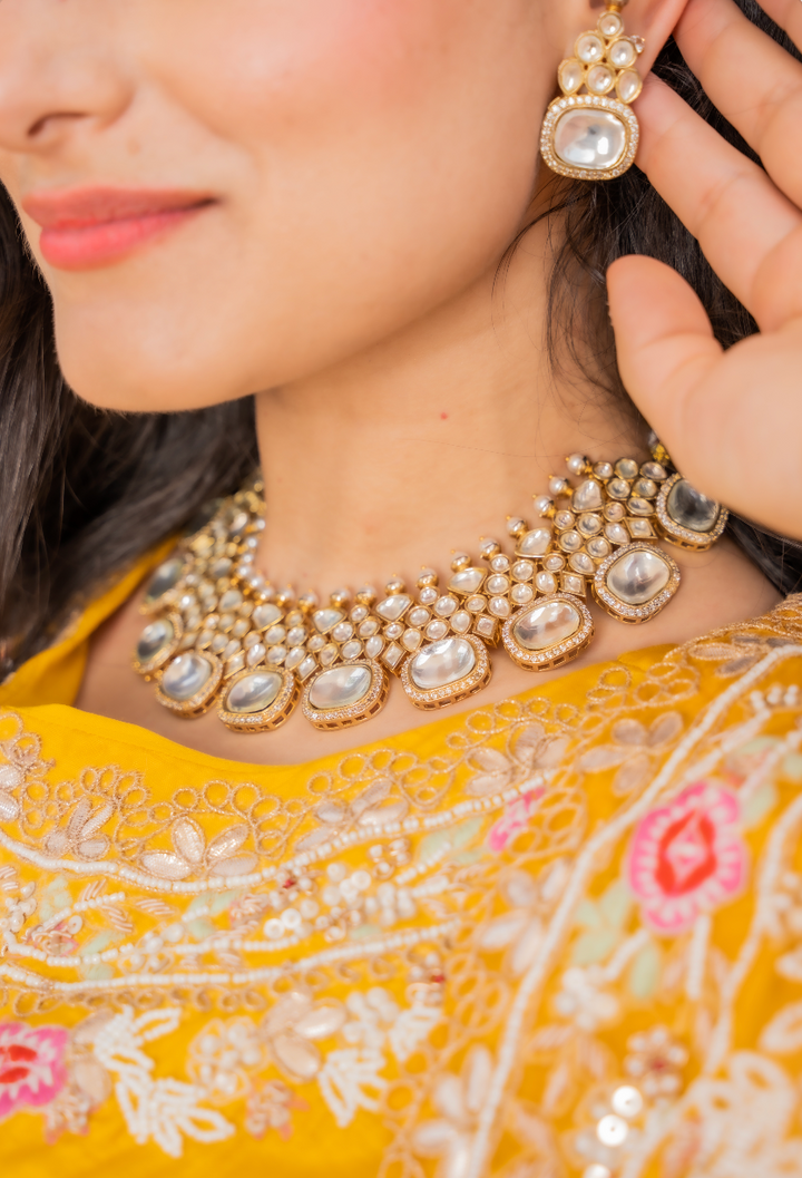 Kashish Imitation Polki Diamond Kundan Necklace and Earrings Set|Inaayat by Divya Taimni