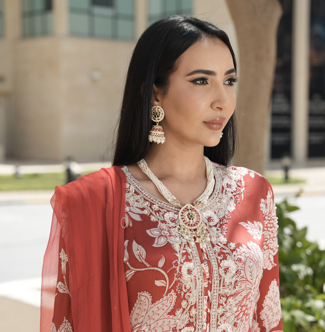 Reena Rice Pearl Kundan Pendant Necklace and Jhumka Set|Inaayat by Divya Taimni