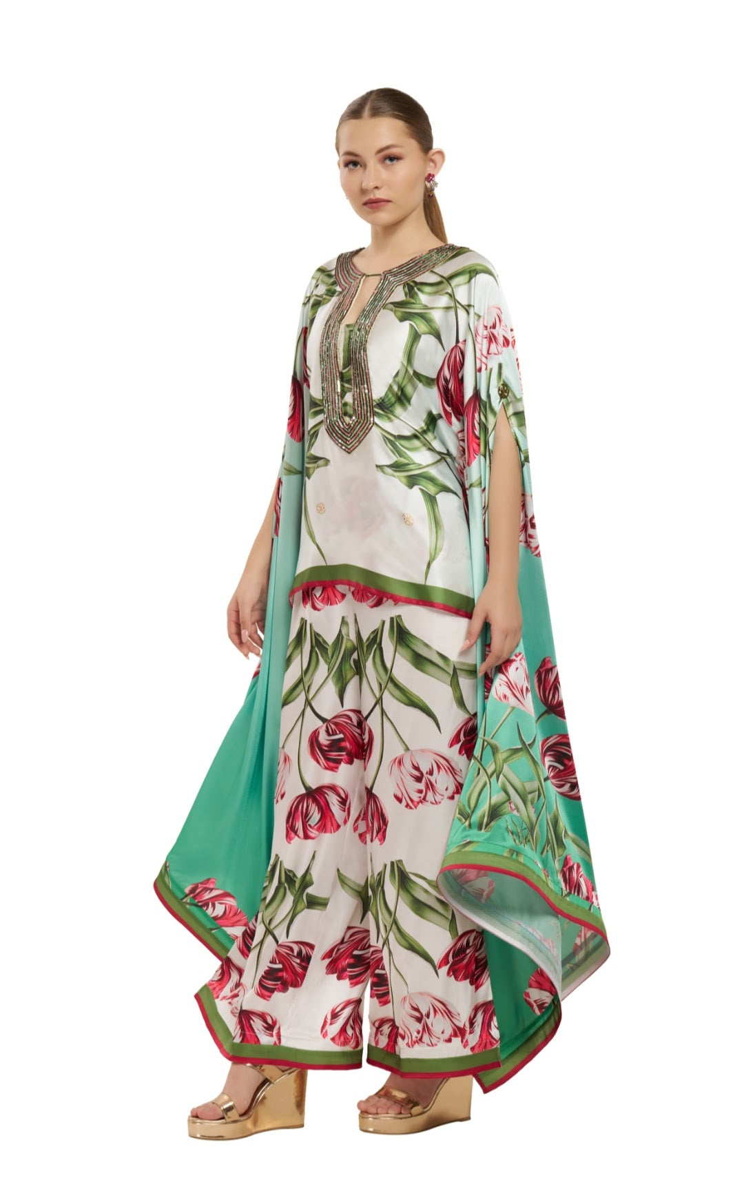 Floral Pant & Cape Set | Pria Kataaria Puri