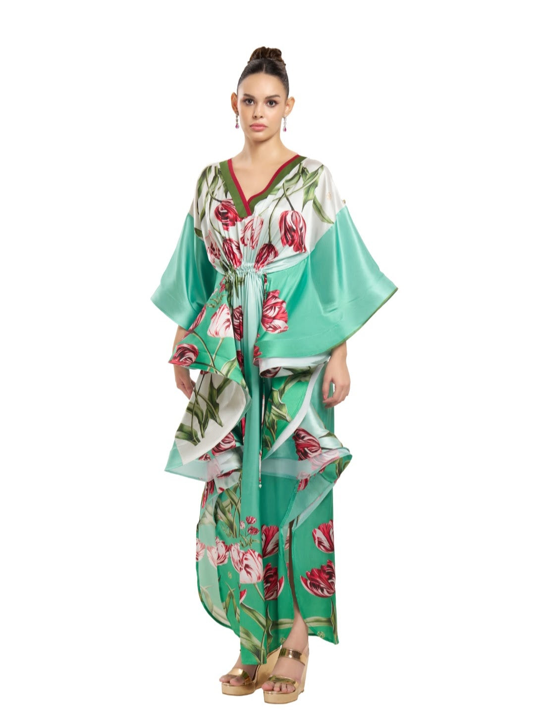 Mint Tulip Hand-Draped Kaftan | Pria Kataaria Puri