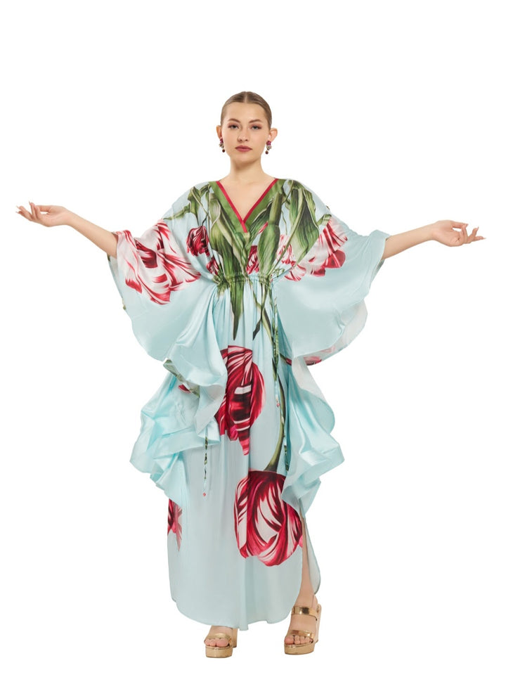 Sky Blue Hand-Draped Kaftan | Pria Kataaria Puri