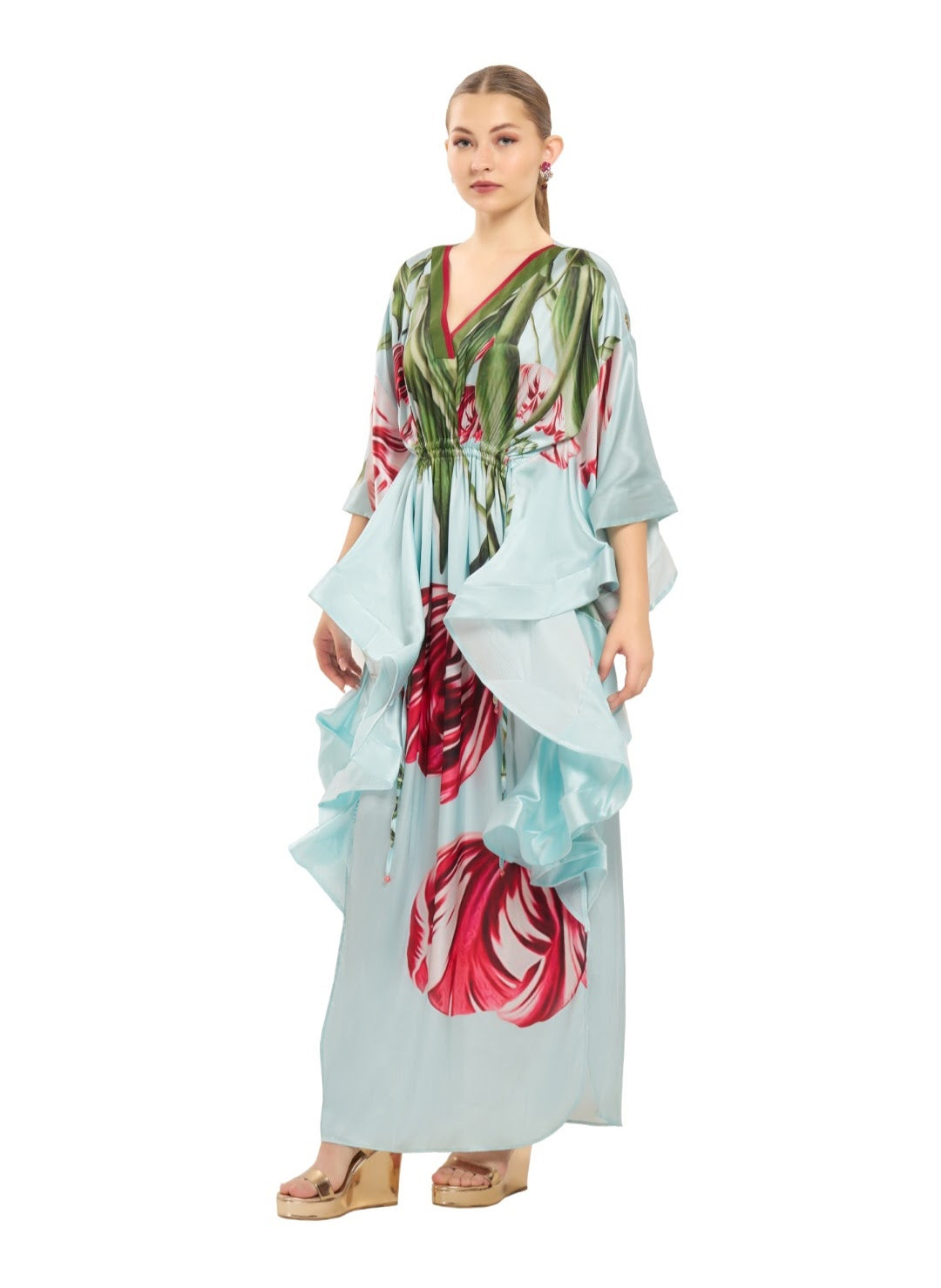Sky Blue Hand-Draped Kaftan | Pria Kataaria Puri
