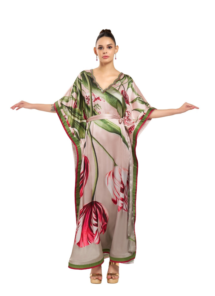 Rosewood Scalloped Kaftan | Pria Kataaria Puri