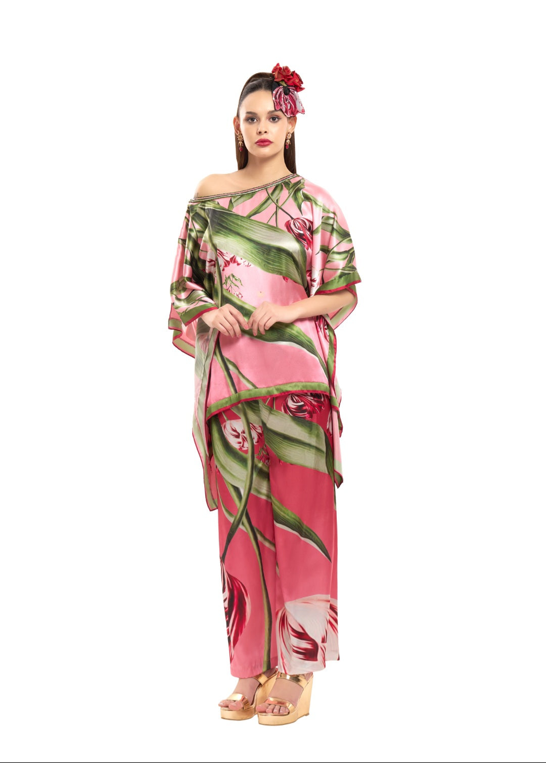 Blush One-Shoulder Tunic and Pant Co-Ord Set | Pria Kataaria Puri