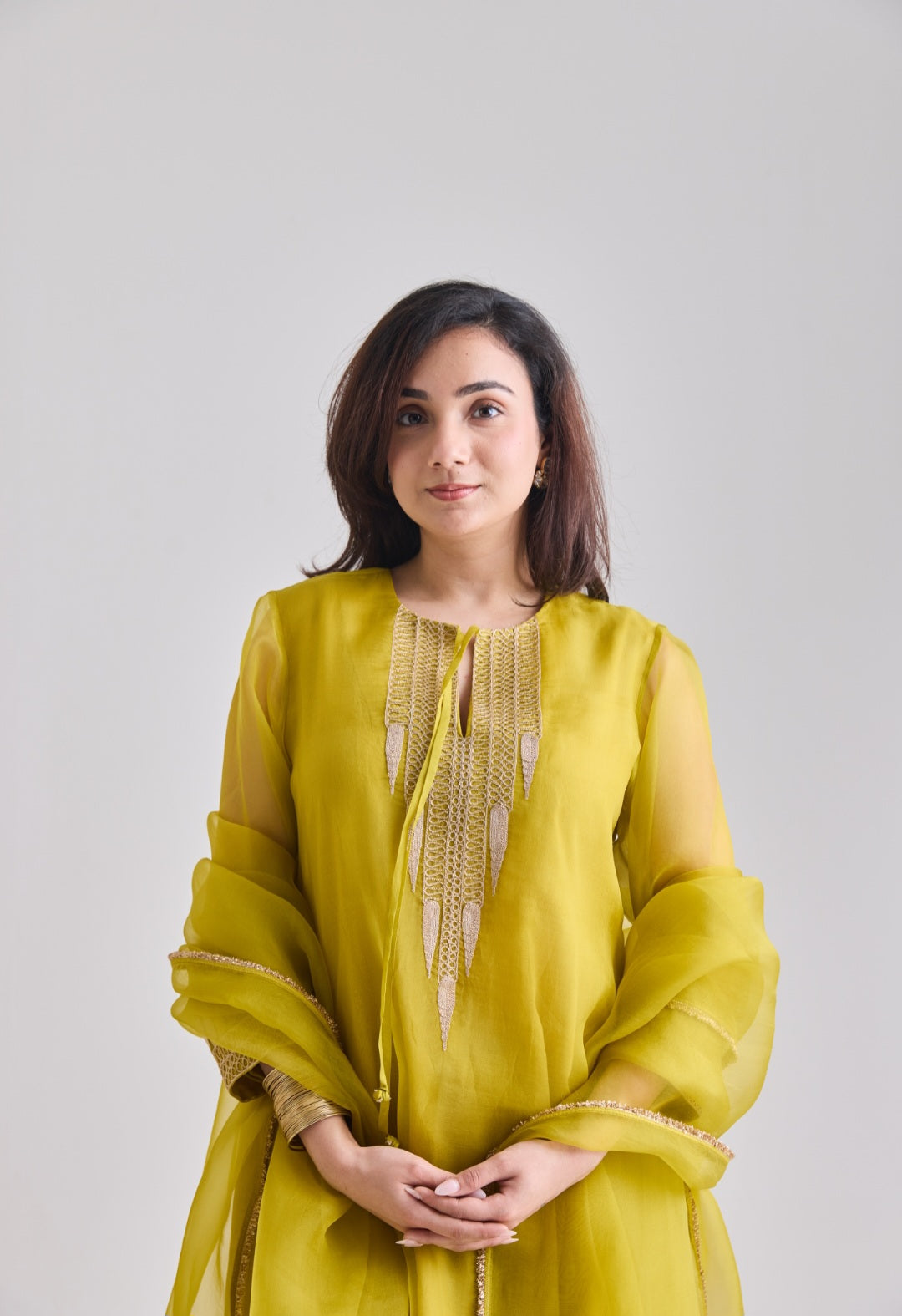 Temple Motif Zari Organza Set | Essence by Monika