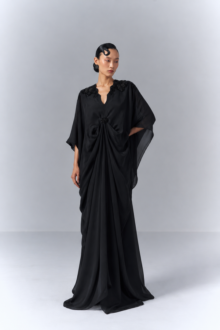 Black Draped Kaftan|VARUN BAHL