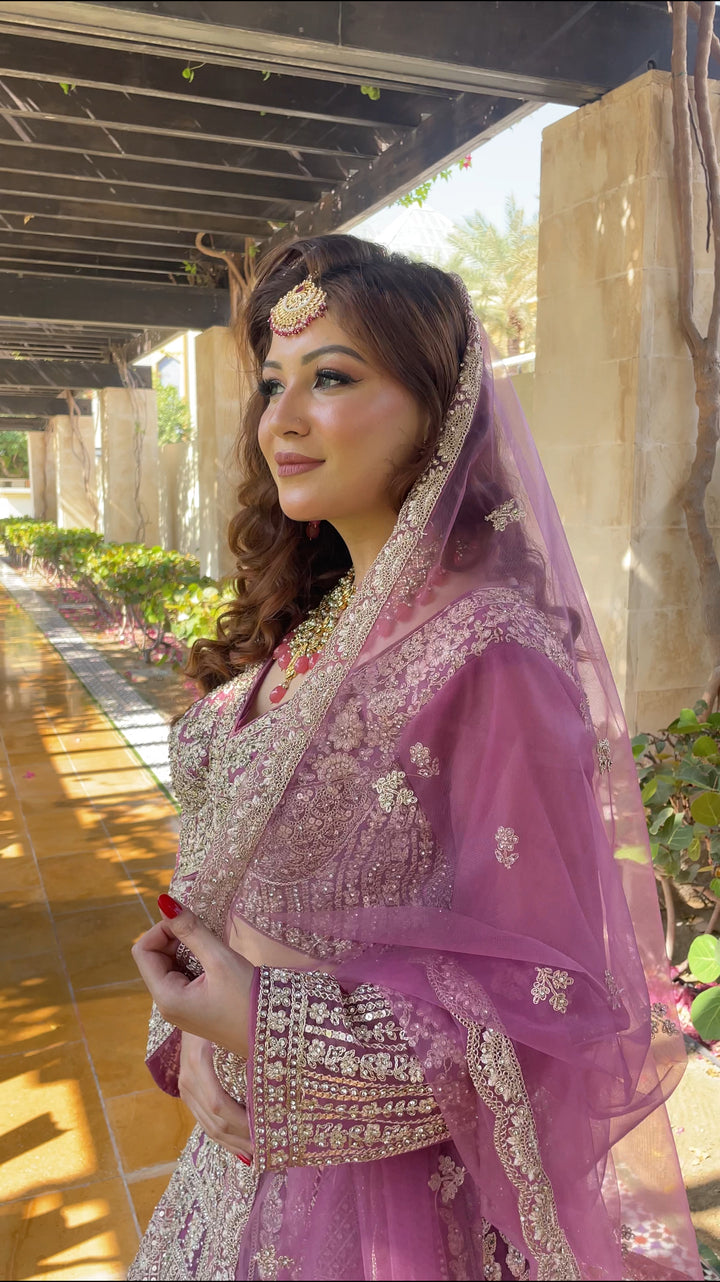 Shagun Purple and Silver Mirror-work Lehenga Set | Inaayat by Divya Taimni