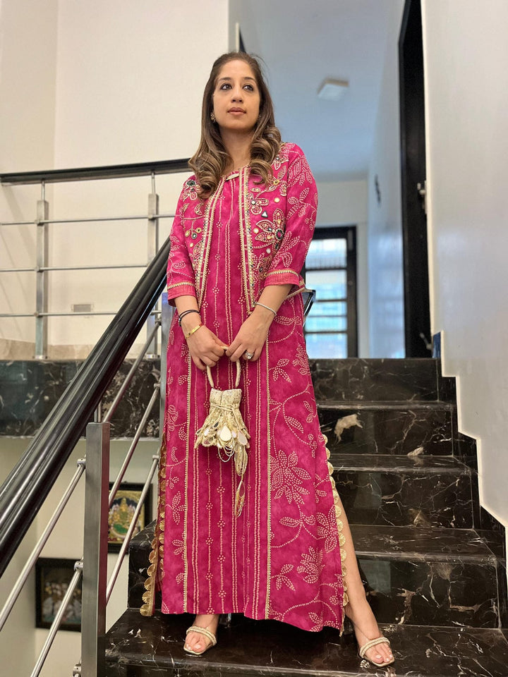 Zehra Bandhini Dress with Jacket | The Bumble Bee