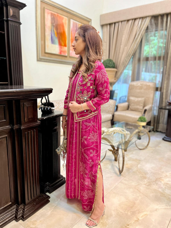 Zehra Bandhini Dress with Jacket | The Bumble Bee