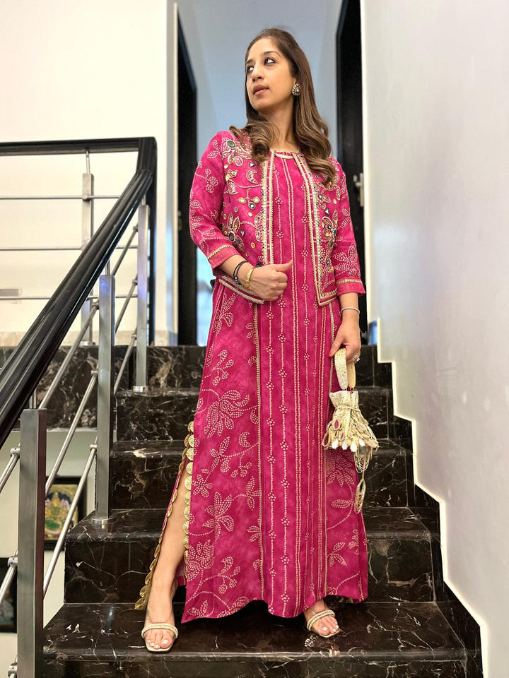 Zehra Bandhini Dress with Jacket | The Bumble Bee