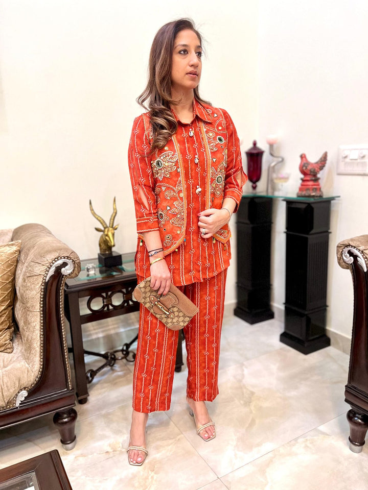 Rivya Bandhini Jacket Co-ord Set | The Bumble Bee
