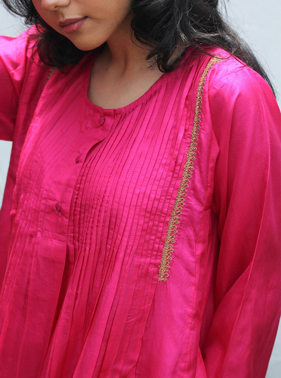 Fuchsia Festive Silk Kurta Set | Andaaz by Jyoti Dhawan